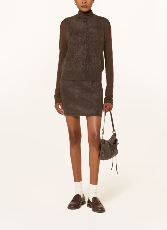 MRS & HUGS Gilet en cachemire tricoté MARRON FONCÉ