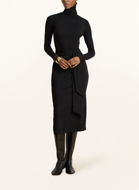 LAUREN RALPH LAUREN Strickkleid in Wickeloptik SCHWARZ