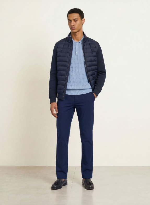 TOMMY HILFIGER Stickad pikétröja LJUSBLÅ