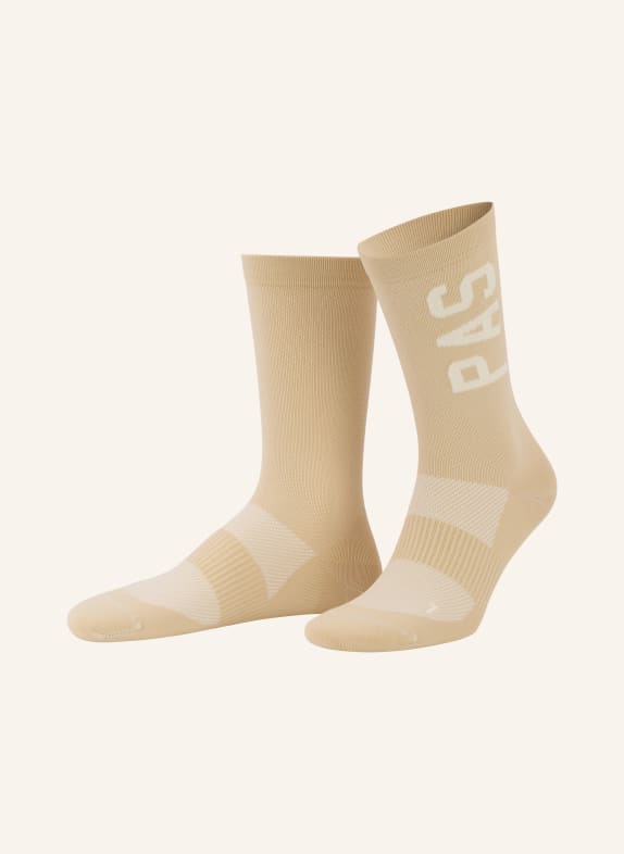 PAS NORMAL STUDIOS Chaussettes de cyclisme RACE MARRON CLAIR / CRÈME