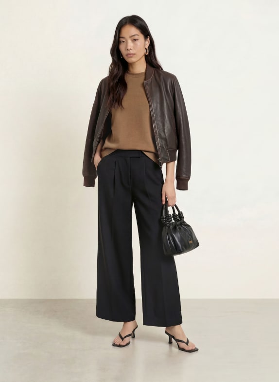 SELECTED Oversized-tröja med 3/4-ärmar BRUN