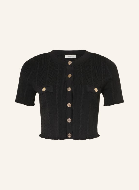 SANDRO Strickjacke mit Rüschen SCHWARZ