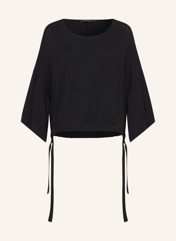 ELENA MIRO Oversized-Blusenshirt mit Schmucksteinen SCHWARZ