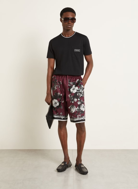 DOLCE & GABBANA Zijden shorts DONKERROOD / WIT / ZWART