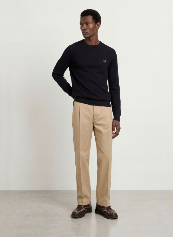 FRED PERRY Piqué-trui ZWART