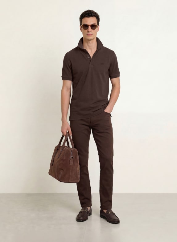 BOSS Piqué-Poloshirt PALLAS Regular Fit DUNKELBRAUN