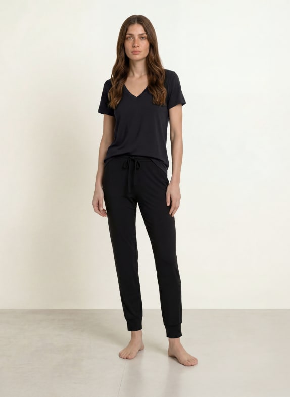 SCHIESSER Slaapshirt MIX+RELAX ZWART
