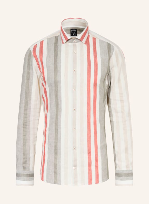 van Laack VL-RIKOS1-TF Tailor Fit Shirt with Linen ECRU / LIGHT RED / OLIVE