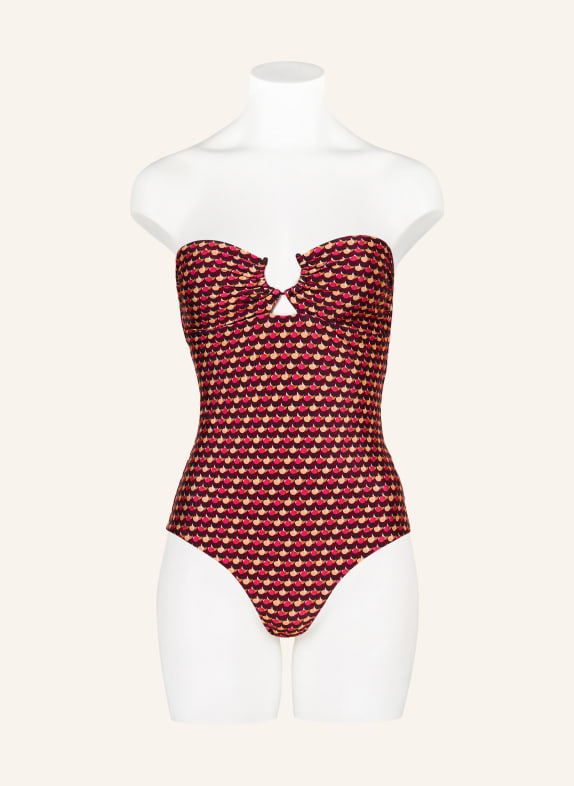 JETS Australia Bandeau-badpak COCO GEO met uitsnijding DONKERROOD / ROZE / LICHTORANJE
