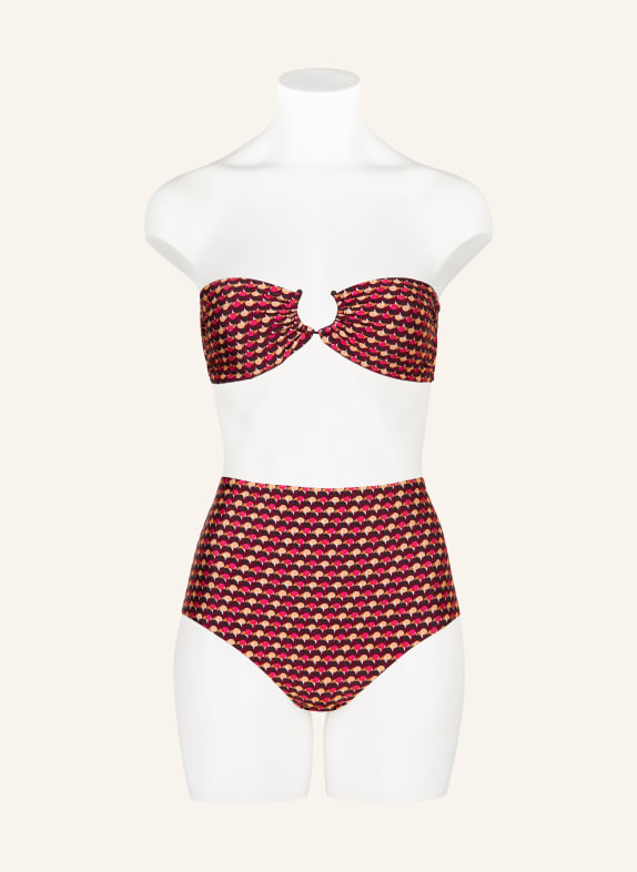 JETS Australia Bikinibroekje met hoge taille COCO GEO DONKERROOD / ROZE / LICHTORANJE