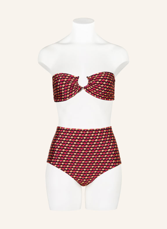 JETS Australia Bandeau-bikinitop COCO GEO DONKERROOD / ROZE / LICHTORANJE