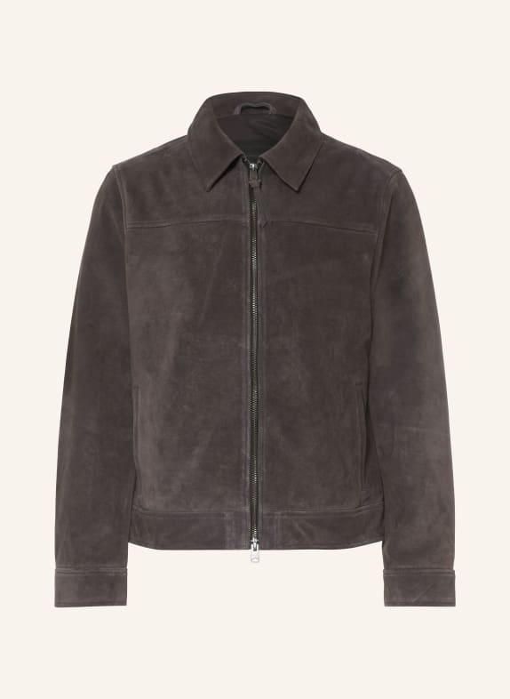 ALLSAINTS Leather jacket RHONE DARK GRAY
