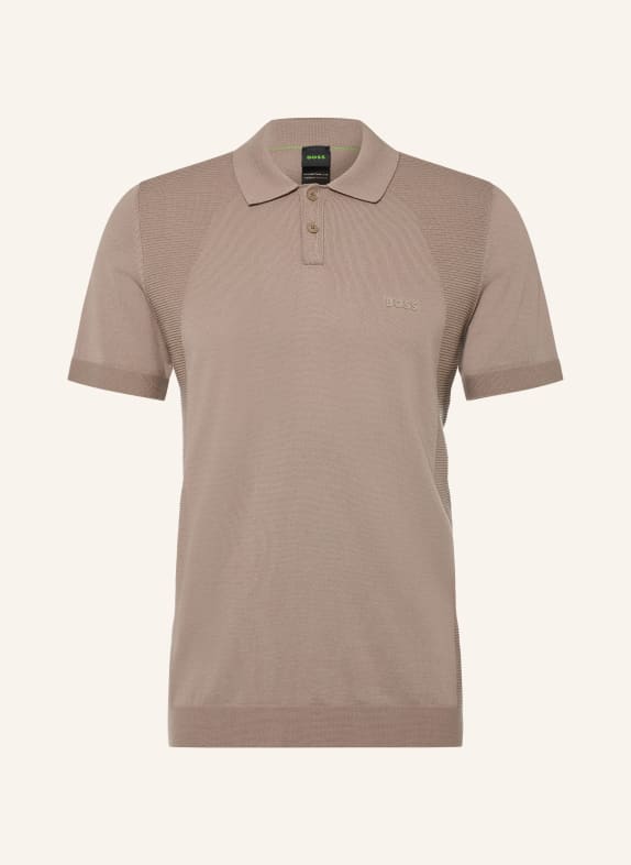 BOSS Stickad pikétröja MOMENTUM LITE  Regular Fit KHAKI
