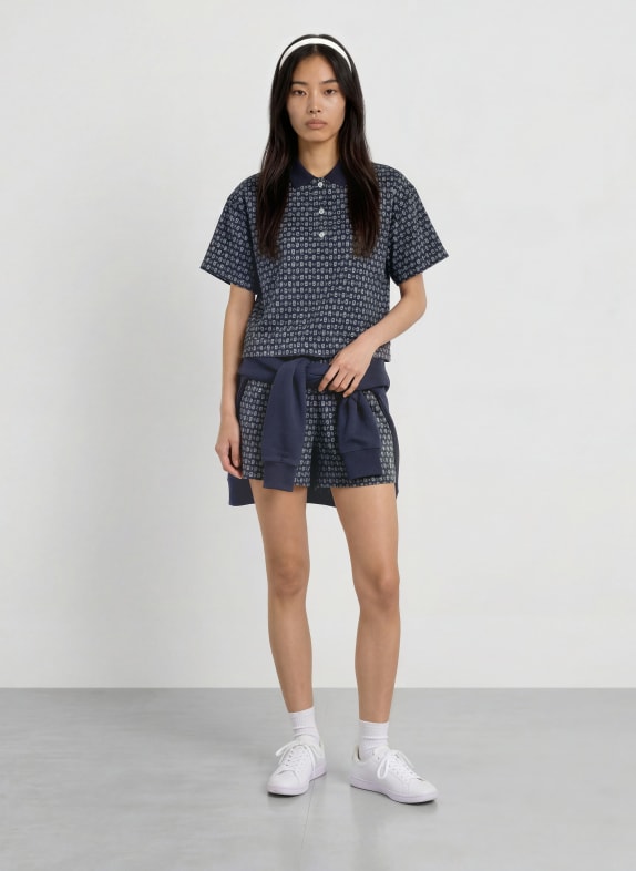 LACOSTE Blouseshirt DONKERBLAUW / WIT