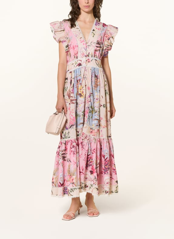 Y.A.S. Dress with ruffles and lace PINK / CREAM / BLUE