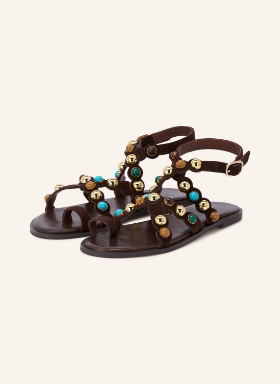 INUOVO Sandalen mit Schmuckperlen DUNKELBRAUN