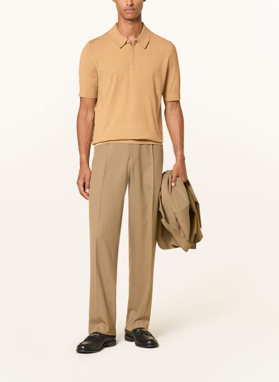 HUGO Gebreid poloshirt SAN PETER CAMEL