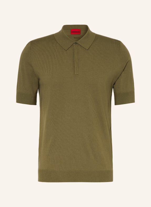 HUGO Gebreid poloshirt SAN PETER OLIJF