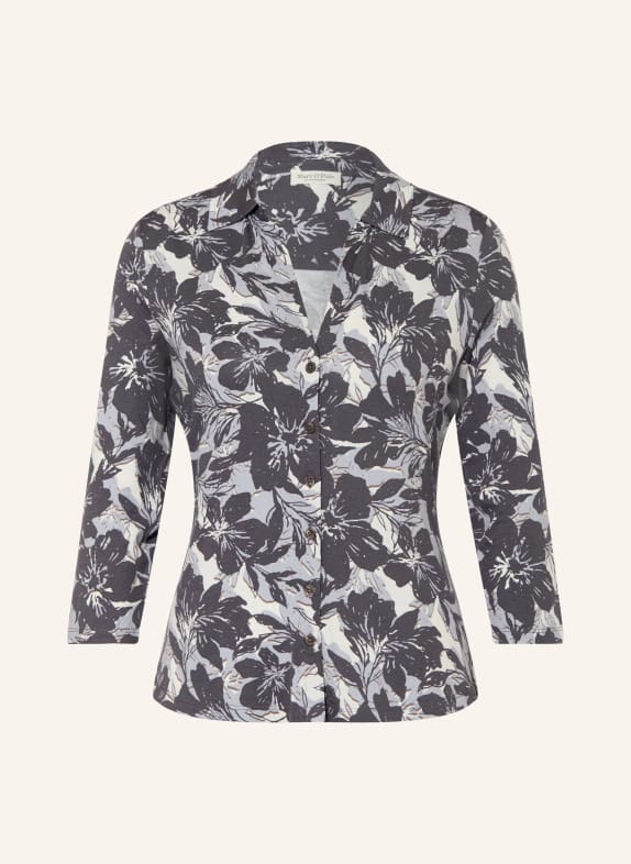 Marc O'Polo Bluse mit 3/4-Arm DUNKELGRAU / BLAUGRAU / WEISS