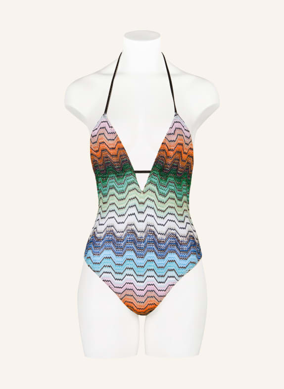 MISSONI Badpak met haltertop en glittergaren GROEN / ORANJE / BLAUW