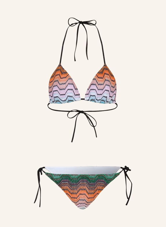 MISSONI Triangle bikini with glitter thread GREEN / ORANGE / BLUE