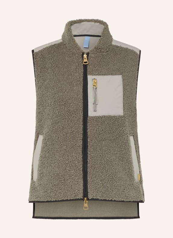 MOS MOSH Teddyfell-Weste MMROWE im Materialmix KHAKI