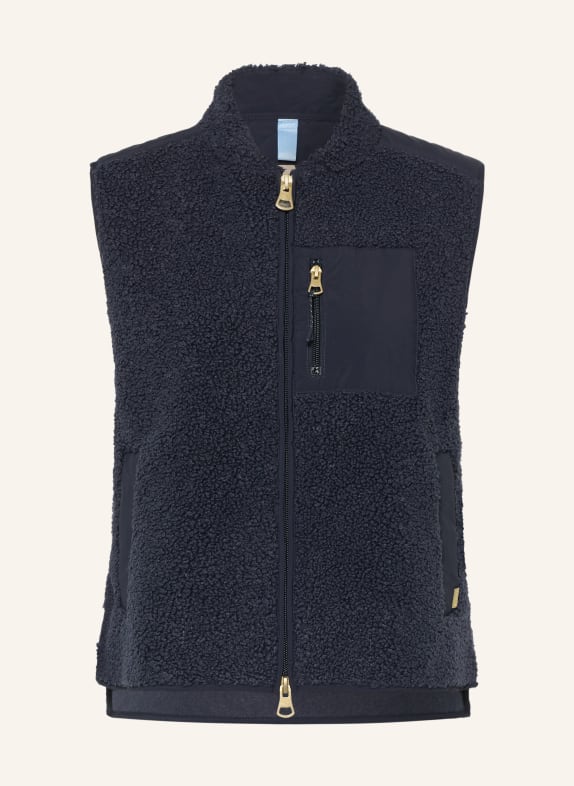MOS MOSH Vestă din blană de teddy MMROWE din material mixt ALBASTRU ÎNCHIS
