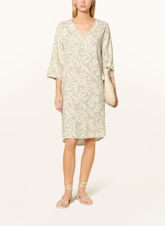 CARTOON Kleid mit Leinen und 3/4-Arm BEIGE / CREME