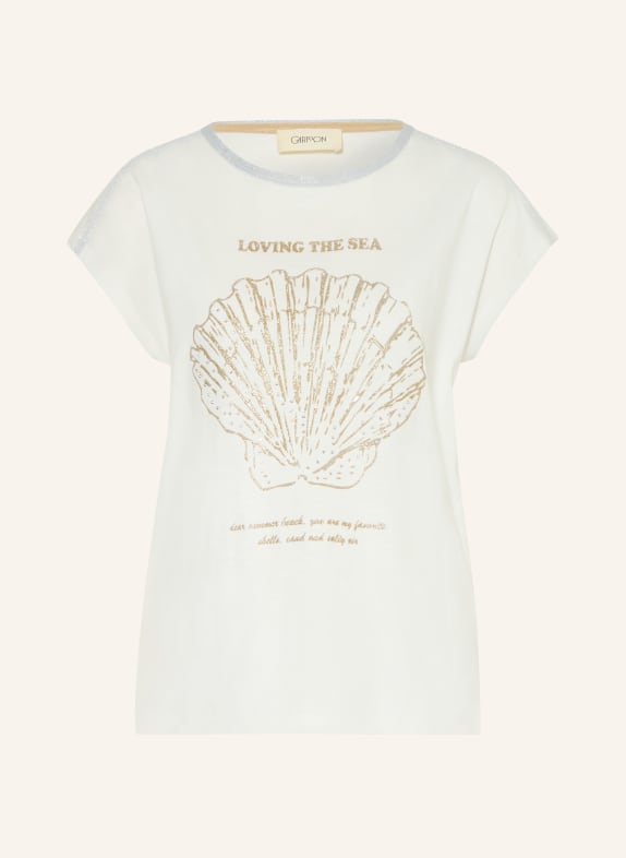 CARTOON T-shirt med strass och glittertråd ECRU / SILVER / GULD