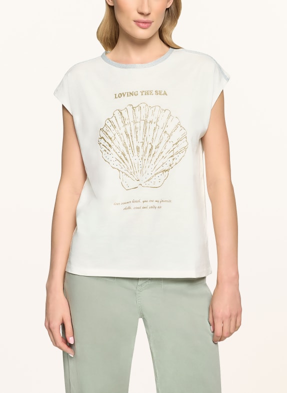 CARTOON T-shirt med strass och glittertråd ECRU / SILVER / GULD