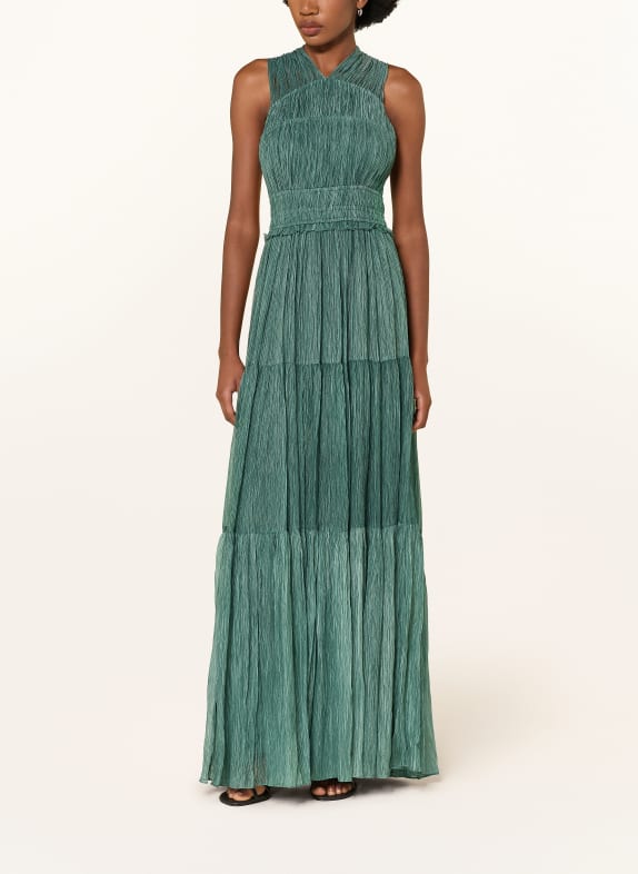 ULLA JOHNSON Seidenkleid FREESIA mit Plissees PETROL