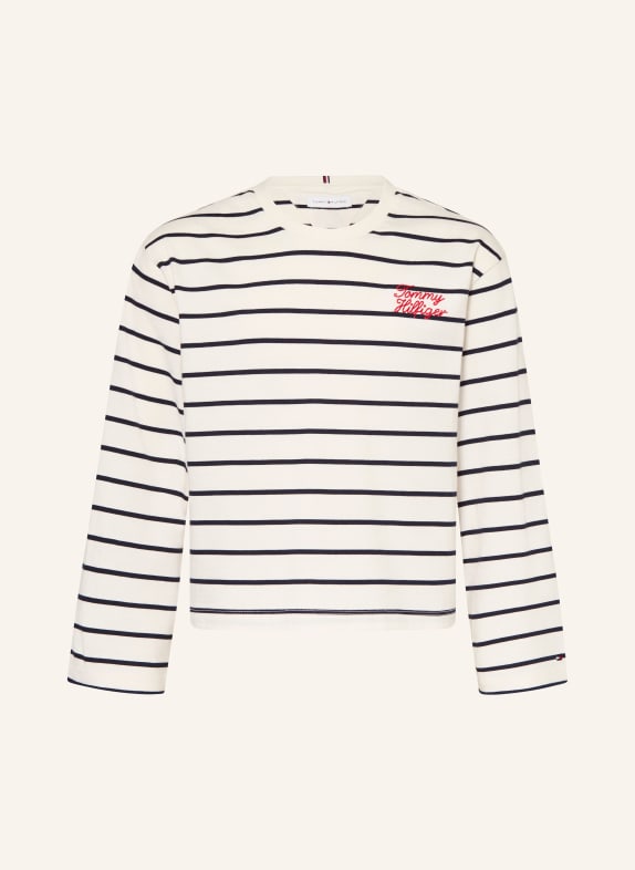 TOMMY HILFIGER Haut à manches longues BLANC / BLEU FONCÉ