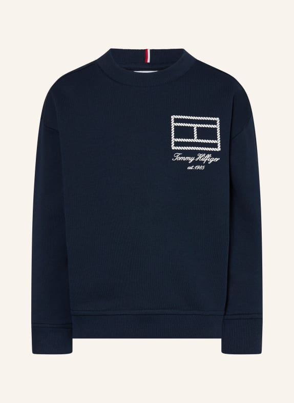 TOMMY HILFIGER Mikina TMAVĚ MODRÁ / BÍLÁ