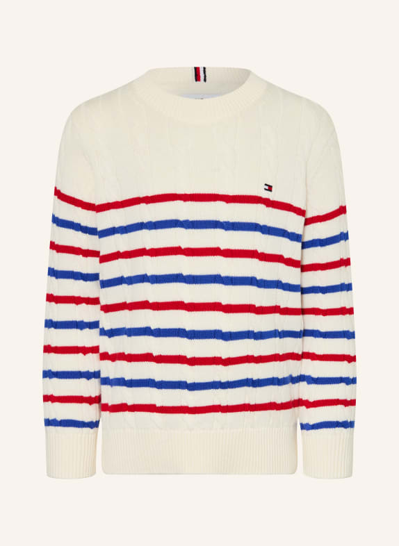TOMMY HILFIGER Svetr BÍLÁ / ČERVENÁ / MODRÁ