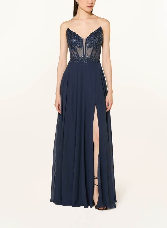 Hey Kyla Abendkleid mit Pailletten und Schmuckperlen DUNKELBLAU