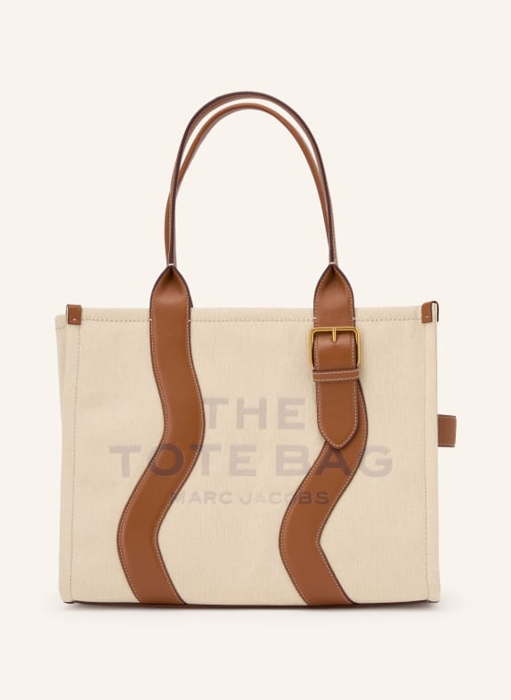MARC JACOBS Shopper THE WAVY CANVAS LARGE TOTE BAG BEIGE / GOLD / BRAUN