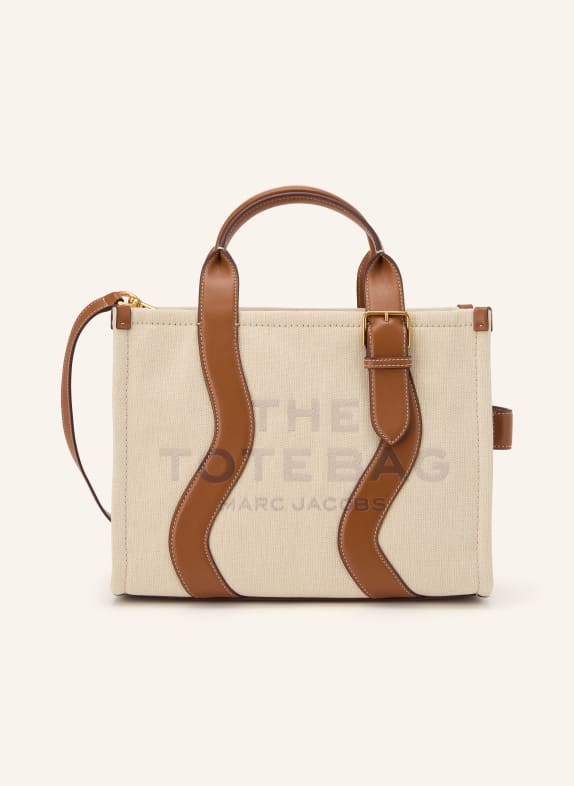 MARC JACOBS Shopperka THE MEDUM CANVAS TOTE WAVY STRIPES LEATHER BEŻOWY / ZŁOTY / BRĄZOWY