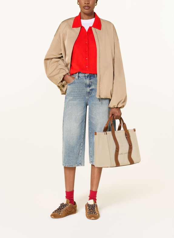 MARC JACOBS Shopper THE MEDUM CANVAS TOTE WAVY STRIPES LEATHER BEIGE / GULD / BRUN