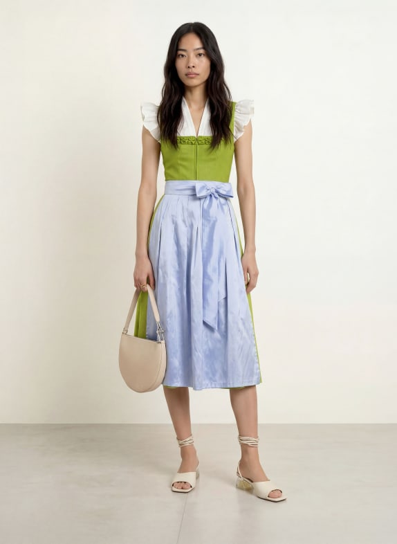 AlpenHERZ Linnen dirndl EWELINA LICHTGROEN / LICHTBLAUW