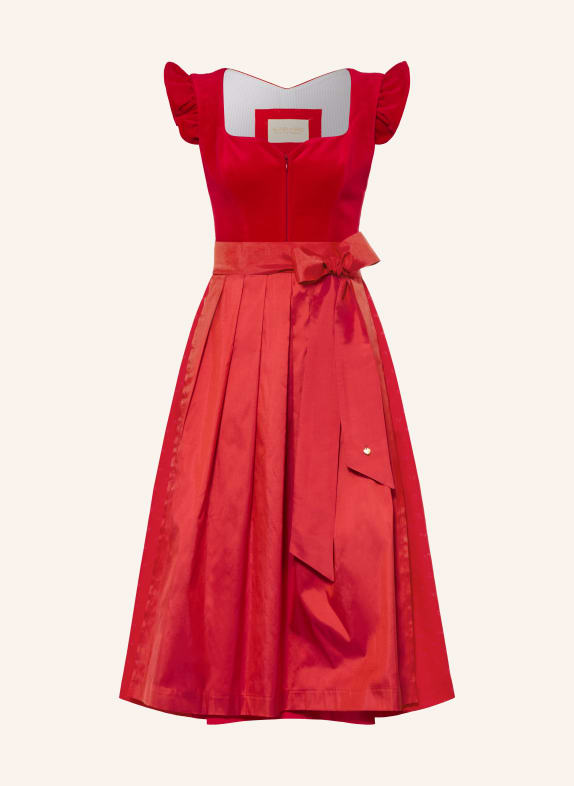 AlpenHERZ Dirndl MELISSA mit Rüschen ROT / HELLROSA / PINK