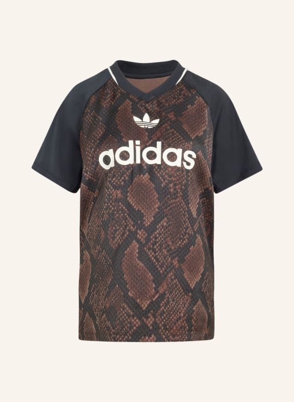 adidas Originals T-Shirt SNAKE PRINT SATIN JERSEY im Materialmix DUNKELBRAUN / WEISS / SCHWARZ