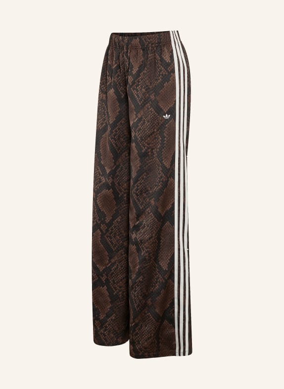 adidas Originals Teplákové kalhoty FIREBIRD ze saténu TMAVĚ HNĚDÁ / BÍLÁ