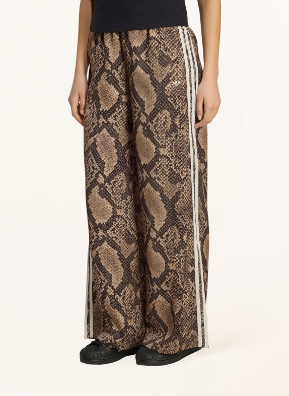 adidas Originals Pantaloni din satin BEJ / MARO ÎNCHIS / ALB