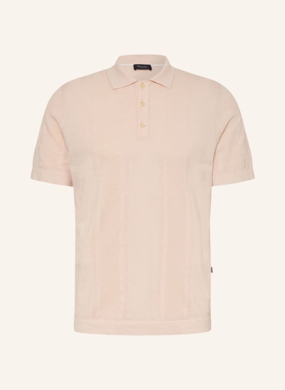 MAERZ MUENCHEN Knit polo shirt with linen LIGHT BROWN
