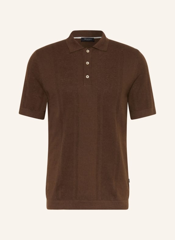 MAERZ MUENCHEN Knit polo shirt with linen KHAKI