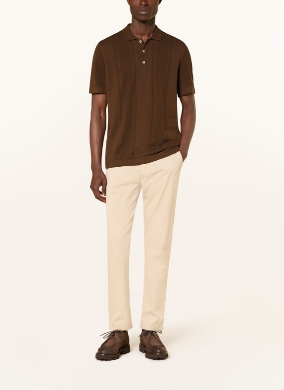 MAERZ MUENCHEN Gebreid poloshirt met linnen KAKI