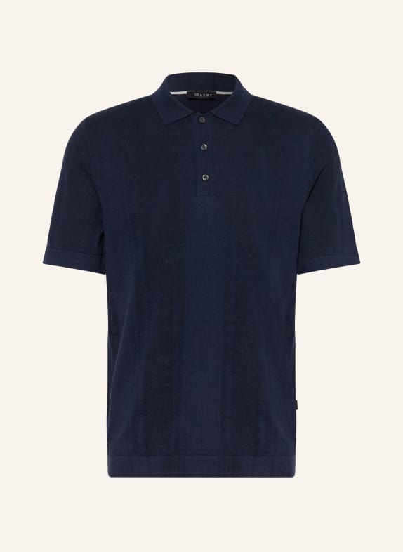 MAERZ MUENCHEN Knit polo shirt with linen DARK BLUE