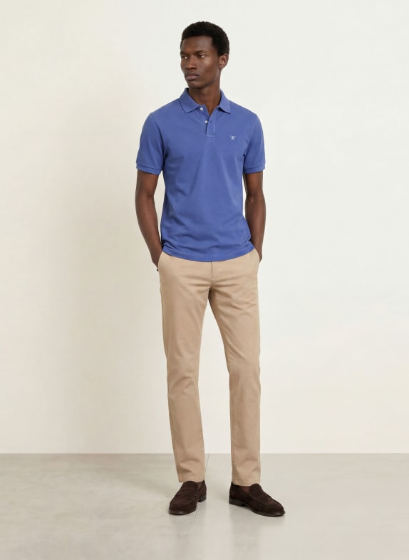 HACKETT LONDON Piqué-poloshirt, slim fit LICHTBLAUW