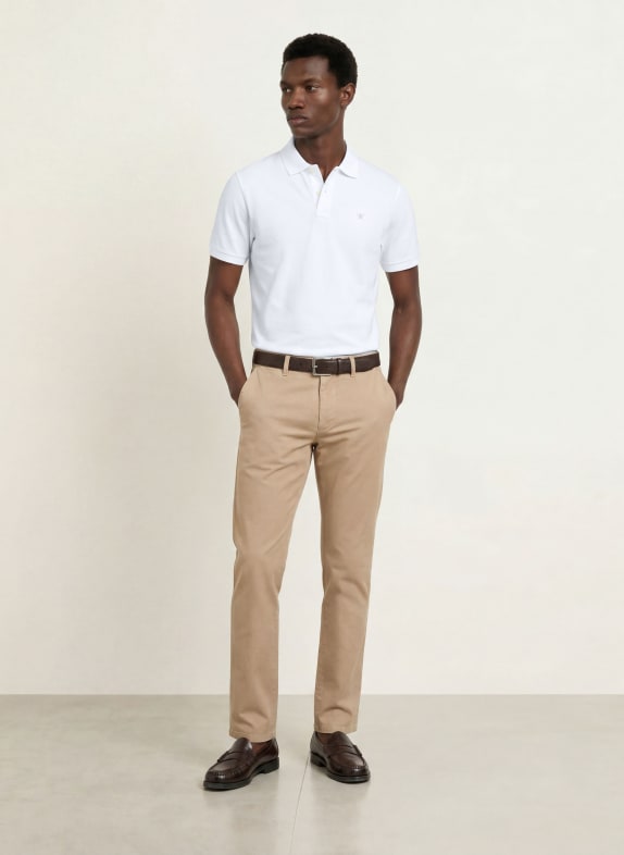 HACKETT LONDON Piqué-poloshirt, slim fit WIT