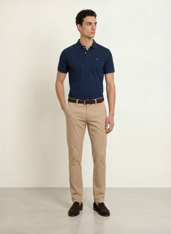 HACKETT LONDON Piqué-poloshirt, slim fit DONKERBLAUW